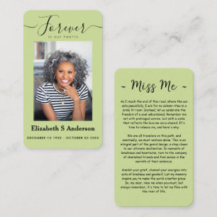 Forever in Our Hearts Photo Funeral Prayer Card