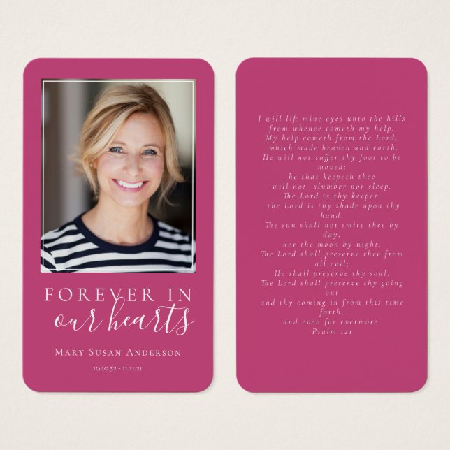 Forever in Our Hearts Photo Funeral Prayer Card (Front & Back)