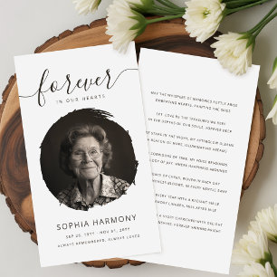 Forever in Our Hearts Photo Funeral Prayer Card