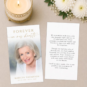 Forever in Our Hearts Photo Funeral Prayer Card