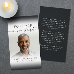 Forever In Our Hearts Photo Funeral Prayer Card