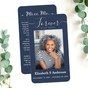 Forever in Our Hearts Photo Funeral Prayer Card