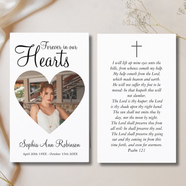 Forever in Our Hearts Photo Funeral Prayer Card (Creator Uploaded)