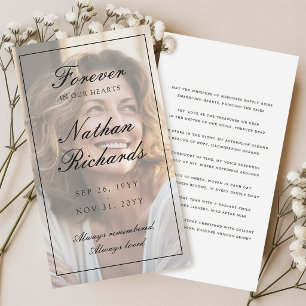Forever in Our Hearts Photo Funeral Prayer Card