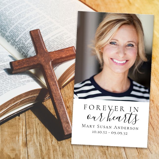 Forever in Our Hearts Photo Funeral Prayer Card (Creator Uploaded)