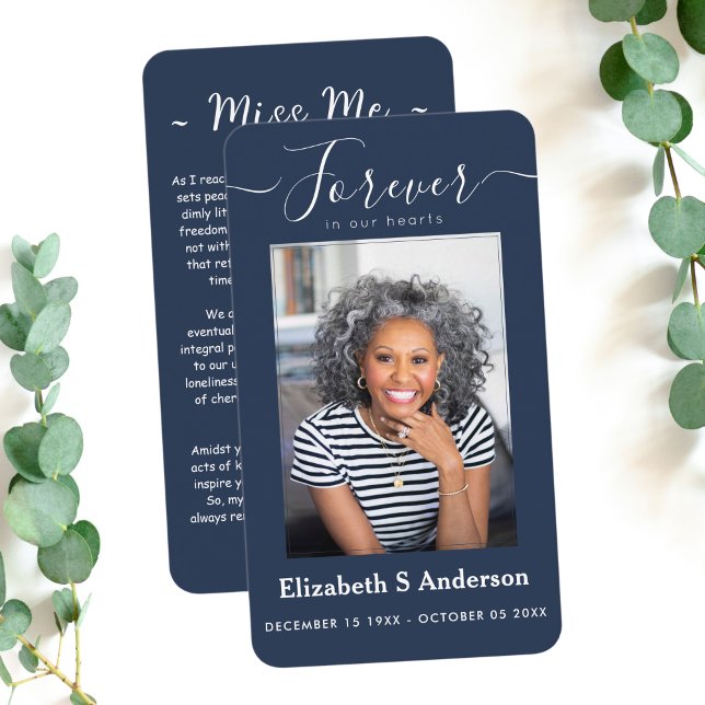 Forever in Our Hearts Photo Funeral Prayer Card (Creator Uploaded)