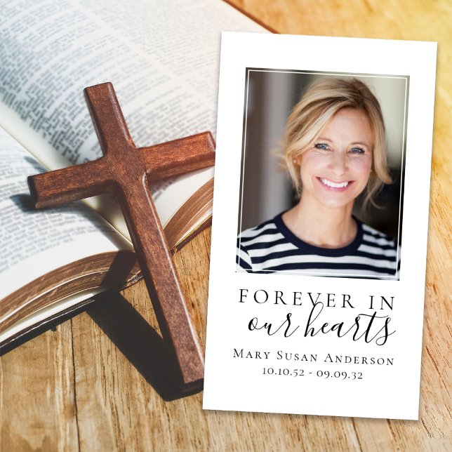 Forever in Our Hearts Photo Funeral Prayer Card (Creator Uploaded)