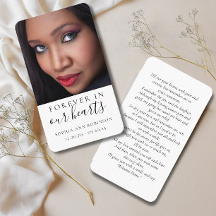 Forever in Our Hearts Photo Funeral Prayer Card