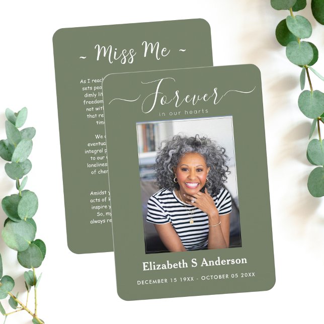 Forever in Our Hearts Photo Funeral Prayer Card (Creator Uploaded)