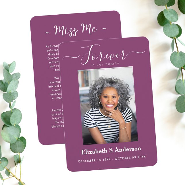 Forever in Our Hearts Photo Funeral Prayer Card (Creator Uploaded)