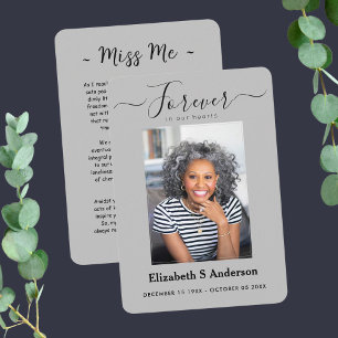 Forever in Our Hearts Photo Funeral Prayer Card