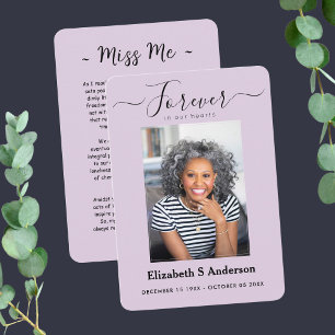 Forever in Our Hearts Photo Funeral Prayer Card