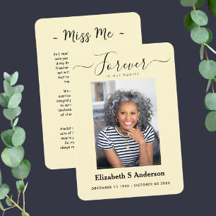 Forever in Our Hearts Photo Funeral Prayer Card