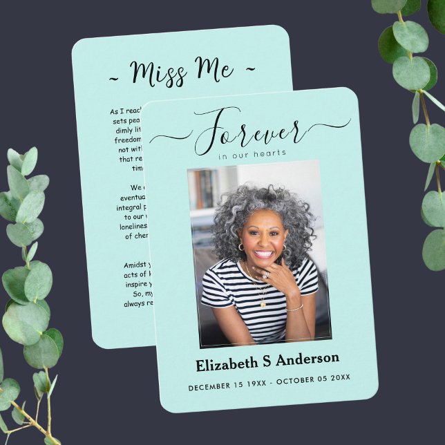 Forever in Our Hearts Photo Funeral Prayer Card (Creator Uploaded)