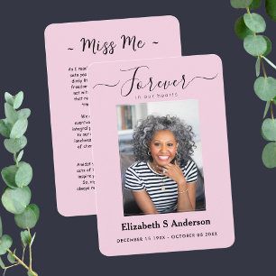 Forever in Our Hearts Photo Funeral Prayer Card