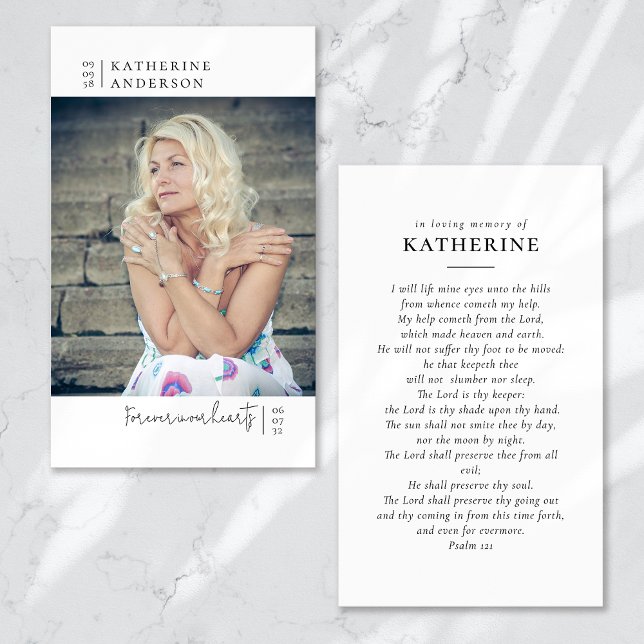 Forever in Our Hearts Photo Funeral Prayer Card (Creator Uploaded)