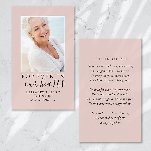 Forever in Our Hearts Photo Funeral Prayer Card (Creator Uploaded)