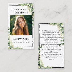 Forever in Our Hearts Photo Funeral Prayer Card