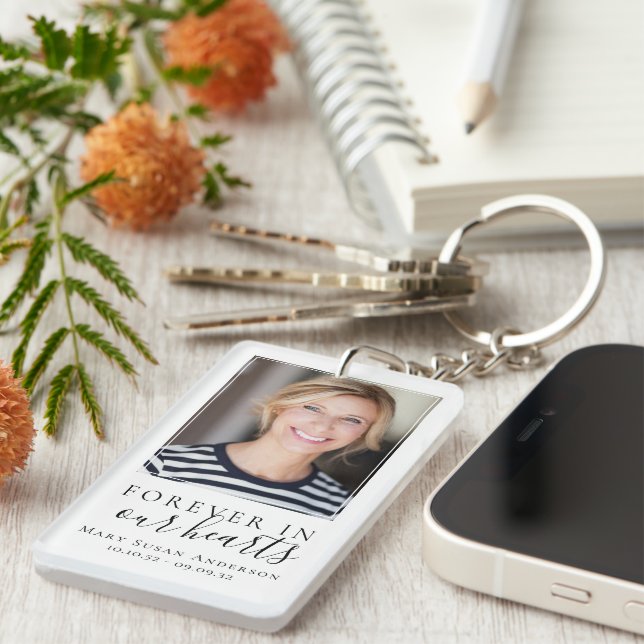 Forever in Our Hearts Photo Funeral Prayer  Key Ring (Front Right)