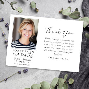 Forever in Our Hearts Photo Funeral Thank You Card