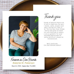 Forever in our Hearts Photo Funeral Thank You Card