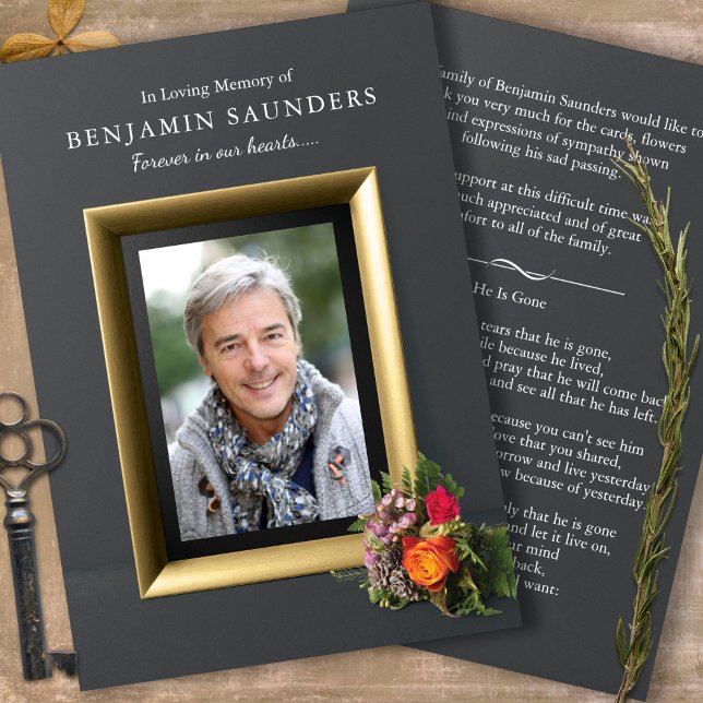 Forever In Our Hearts Photo Funeral Thank You Card (Forever In Our Hearts, Celebration of life photo funeral thank you card)