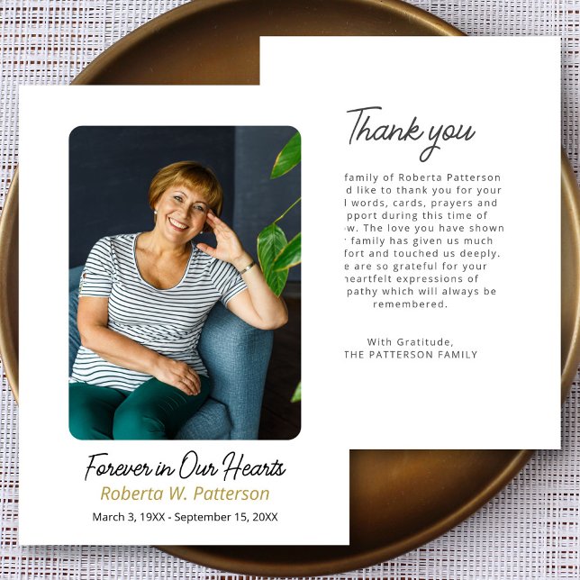 Forever in our Hearts Photo Funeral Thank You Card (Creator Uploaded)