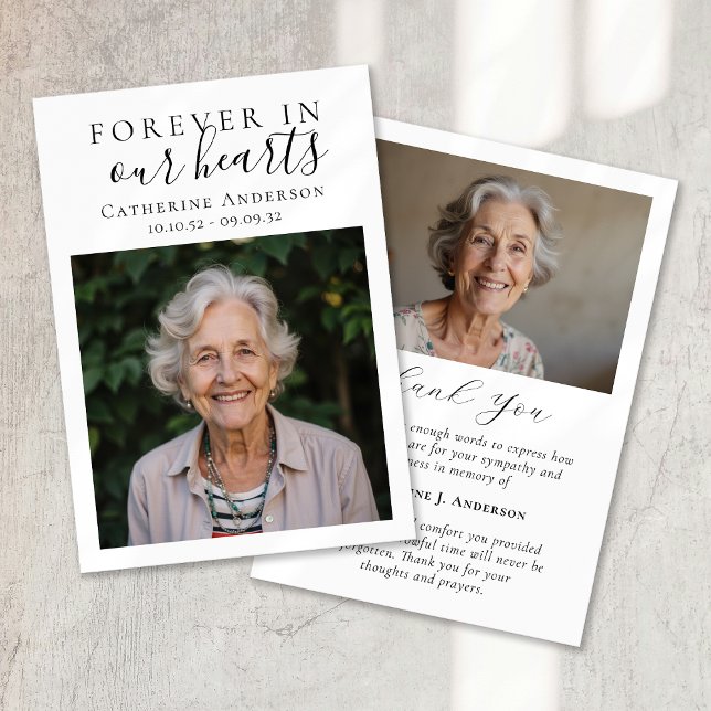 Forever in Our Hearts Photo Funeral  Thank You Card (Creator Uploaded)