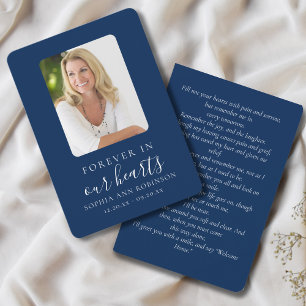 Forever in Our Hearts Photo Memorial Blue Card