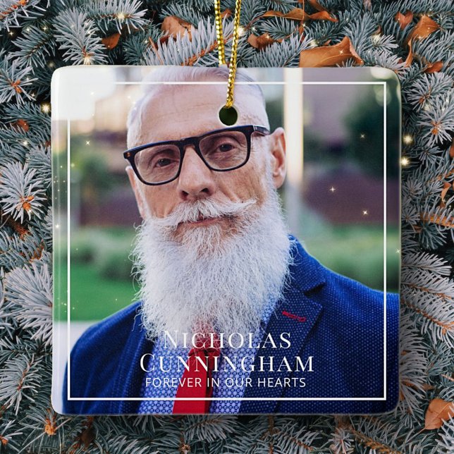 Forever In Our Hearts Photo Memorial Keepsake Ceramic Ornament (Creator Uploaded)