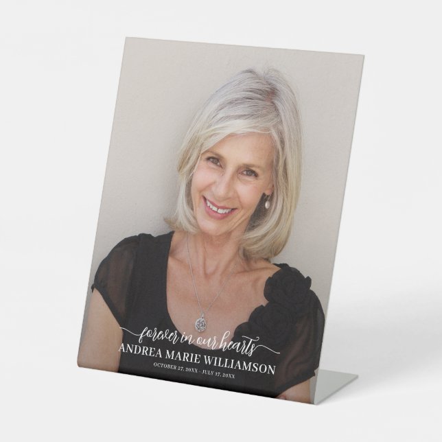 Forever in our Hearts Photo Pedestal Sign (Front)
