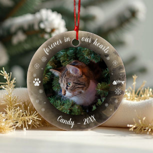 Forever in our Hearts   Photo Pet Memorial Bokeh Ceramic Tree Decoration