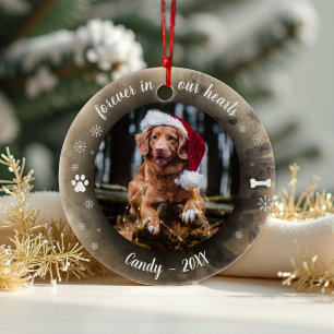 Forever in our Hearts   Photo Pet Memorial Bokeh Ceramic Tree Decoration