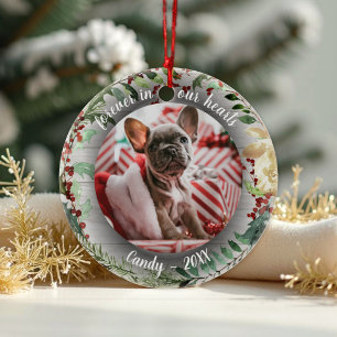 Forever in our Hearts - Photo Pet Memorial Wreaths Ceramic Tree Decoration