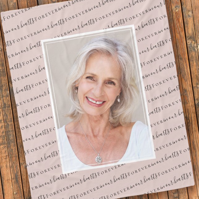 Forever in Our Hearts Photo Sympathy Memorial  Fleece Blanket (Creator Uploaded)