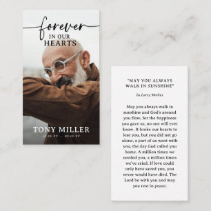 Forever in our Hearts Photo Sympathy Prayer Calling Card