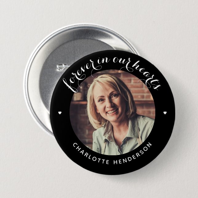 'Forever In Our Hearts' Photo Tribute Button (Front & Back)