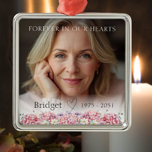 Forever In Our Hearts Pink Hydrangea Remembrance Metal Tree Decoration