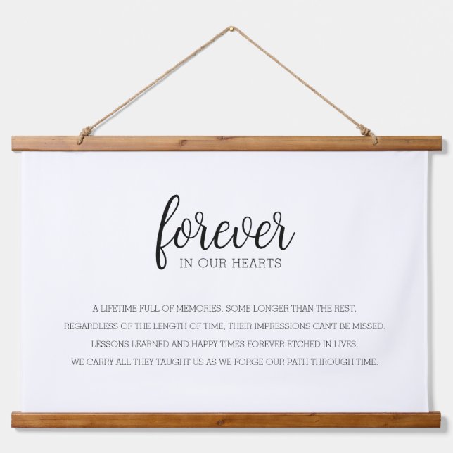 Forever in Our Hearts Remembrance Keepsake Gift Hanging Tapestry (Front)