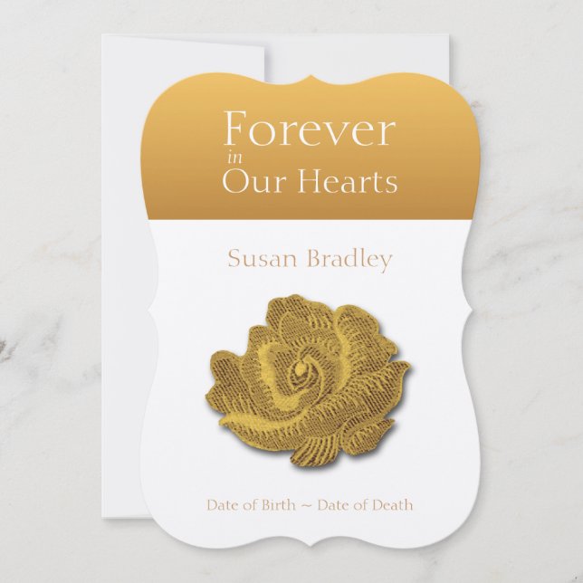 Forever In Our Hearts Rose 1 Funeral Announcement (Front)