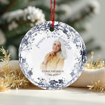 Forever In Our Hearts Silver Foil Photo Memorial Ceramic Tree Decoration<br><div class="desc">The Forever In Our Hearts Silver Foil Photo Memorial Ceramic Ornament is a heartfelt tribute designed to celebrate cherished memories. This beautiful ornament is easy to personalise, allowing you to add a photo and special text that honours your loved one. Crafted with care, it features elegant silver foil accents that...</div>
