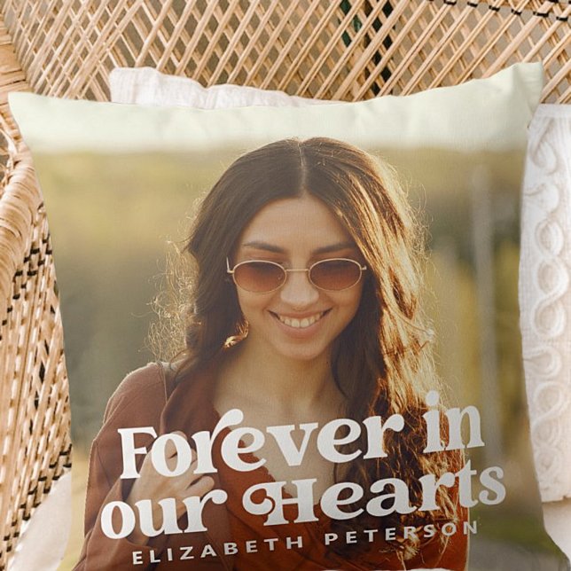 Forever in our Hearts Simple Custom Photo Memorial Cushion (Creator Uploaded)