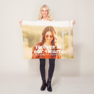 Forever in our Hearts Simple Custom Photo Memorial Fleece Blanket
