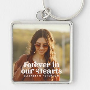 Forever in our Hearts Simple Custom Photo Memorial Key Ring
