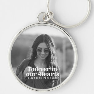 Forever in our Hearts Simple Custom Photo Memorial Key Ring