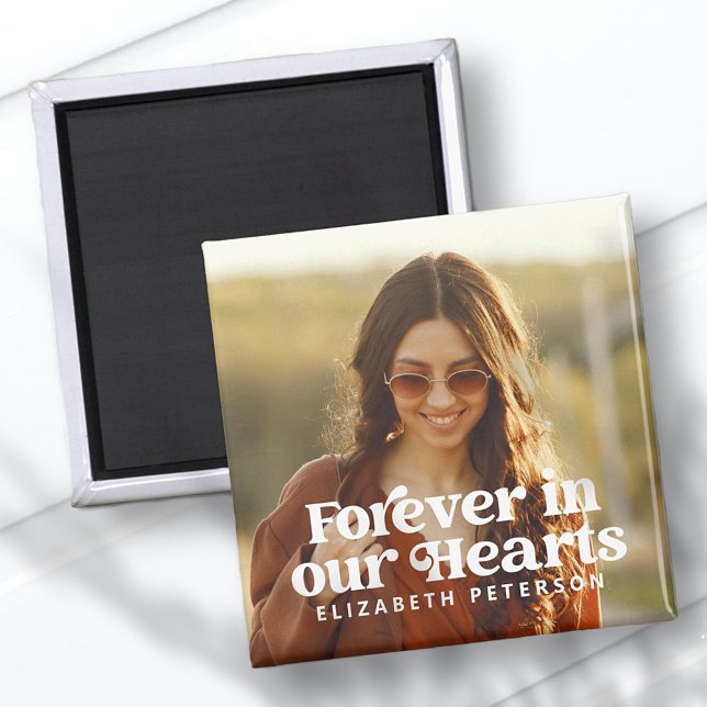 Forever in our Hearts Simple Custom Photo Memorial Magnet (Creator Uploaded)