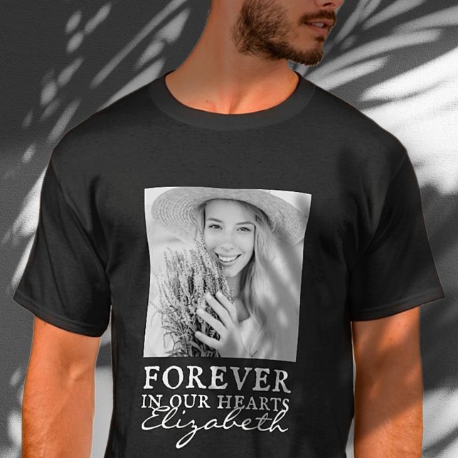 Forever in our Hearts Simple Custom Photo Memorial T-Shirt (Creator Uploaded)