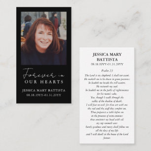 Forever in Our Hearts Simple Funeral Prayer Card