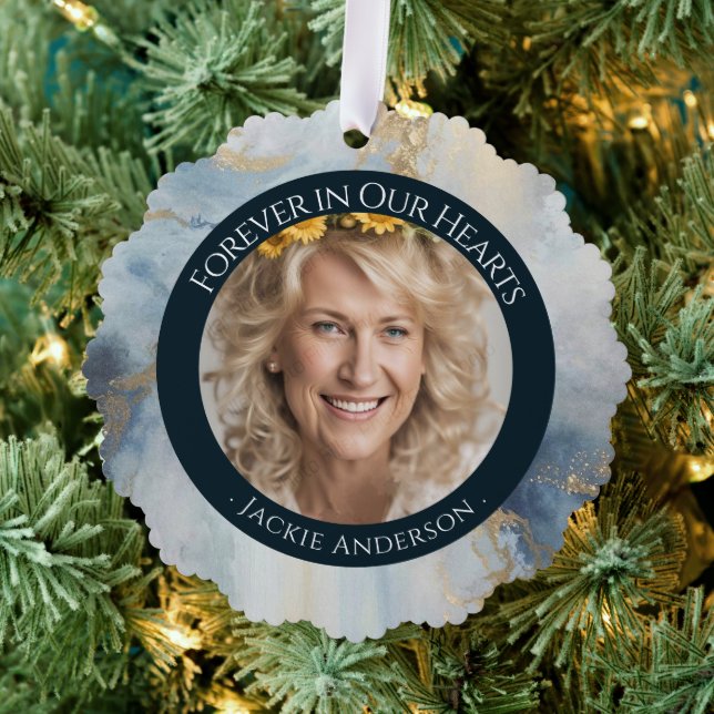 Forever in Our Hearts Sky Photo Remembrance Tree Decoration Card (Insitu (Tree))