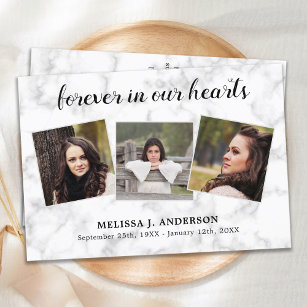 Forever In Our Hearts Sympathy Memorial Funeral Thank You Card